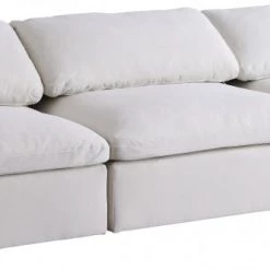 Meridian Furniture Serene 3 Piece Linen Deluxe Modular Overstuffed Armless Sofa