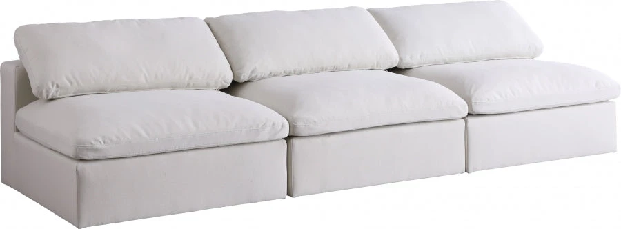 Meridian Furniture Serene 3 Piece Linen Deluxe Modular Overstuffed Armless Sofa