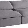 Meridian Furniture Serene 2 Piece Linen Deluxe Modular Overstuffed Armless Sofa Living Room