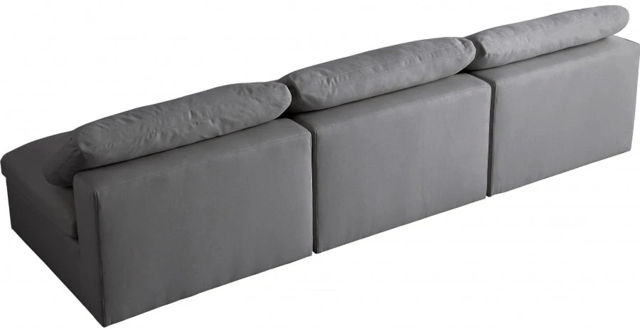 Meridian Furniture Serene 3 Piece Linen Deluxe Modular Overstuffed Armless Sofa