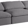 Meridian Furniture Serene 3 Piece Linen Deluxe Modular Overstuffed Armless Sofa