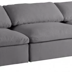 Meridian Furniture Serene 3 Piece Linen Deluxe Modular Overstuffed Armless Sofa