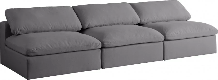 Meridian Furniture Serene 3 Piece Linen Deluxe Modular Overstuffed Armless Sofa