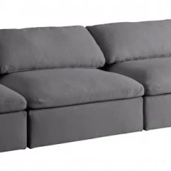 Meridian Furniture Serene 4 Piece Linen Deluxe Modular Overstuffed Armless Sofa Living Room