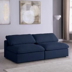 Meridian Furniture Serene 2 Piece Linen Deluxe Modular Overstuffed Armless Sofa Living Room
