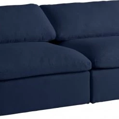 Meridian Furniture Serene 2 Piece Linen Deluxe Modular Overstuffed Armless Sofa Living Room