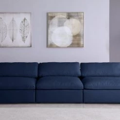 Meridian Furniture Serene 3 Piece Linen Deluxe Modular Overstuffed Armless Sofa