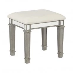 Coaster Bedroom Margaret 2 Piece Mirrored Vanity Set With Stool