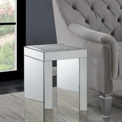 Coaster Living Room Charis Mirrored Square Side Table