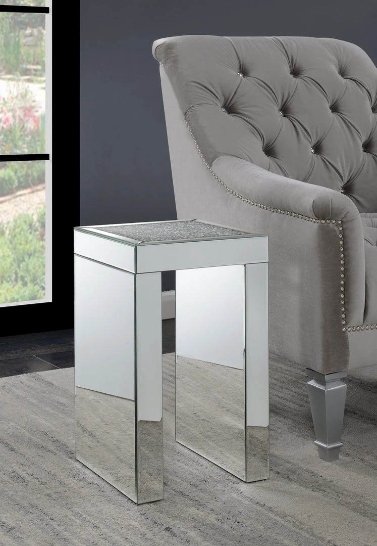 Coaster Living Room Charis Mirrored Square Side Table