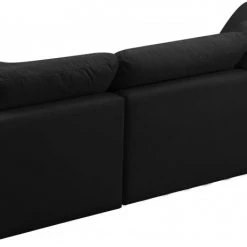 Meridian Furniture Living Room Cloud Plush Velvet Modular Down Feather 3-Piece Sofa