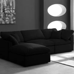 Meridian Furniture Plush 4 Piece Velvet Standard Modular Overstuffed Reversible Sectional