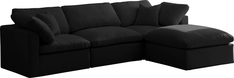 Meridian Furniture Plush 4 Piece Velvet Standard Modular Overstuffed Reversible Sectional