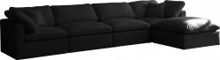 Meridian Furniture Living Room Plush 5 Piece Velvet Standard Modular Overstuffed Reversible Sectional