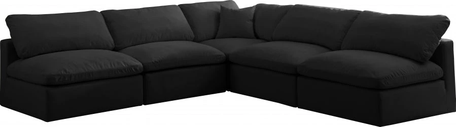 Meridian Furniture Plush 5 Piece Velvet Standard Modular Overstuffed Reversible Sectional