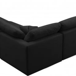 Meridian Furniture Plush 5 Piece Velvet Standard Modular Overstuffed Reversible Sectional