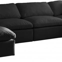 Meridian Furniture Living Room Plush 6 Piece Velvet Standard Modular Overstuffed Reversible Sectional