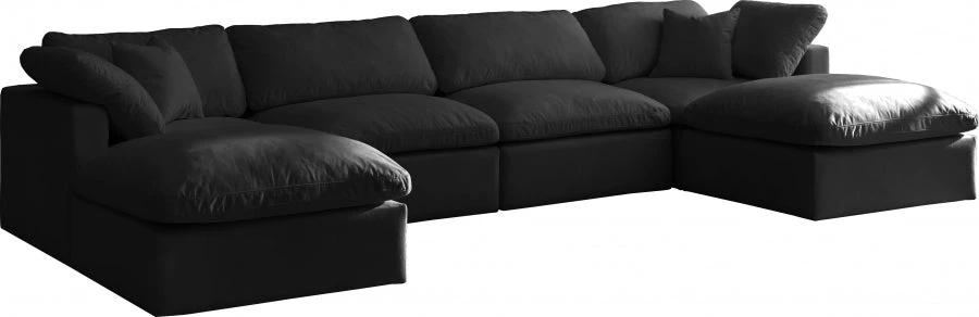 Meridian Furniture Living Room Plush 6 Piece Velvet Standard Modular Overstuffed Reversible Sectional