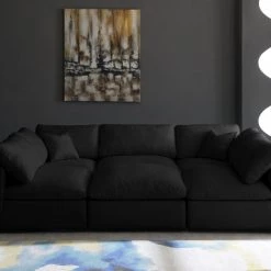 Meridian Furniture Living Room Plush 7 Piece Velvet Standard Modular Overstuffed Reversible Sectional