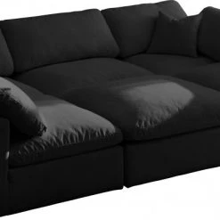 Meridian Furniture Living Room Plush 7 Piece Velvet Standard Modular Overstuffed Reversible Sectional