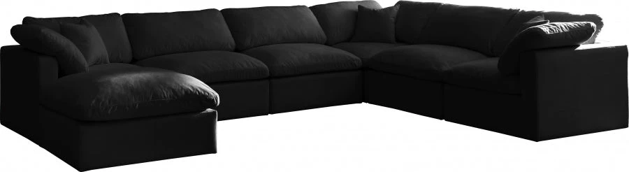 Meridian Furniture Plush 8 Piece Velvet Standard Modular Overstuffed Reversible Sectional Living Room