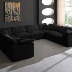 Meridian Furniture Plush 8 Piece Velvet Standard Modular Overstuffed Reversible Sectional