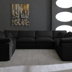 Meridian Furniture Plush 8 Piece Velvet Standard Modular Overstuffed Reversible Sectional