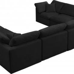 Meridian Furniture Plush 8 Piece Velvet Standard Modular Overstuffed Reversible Sectional