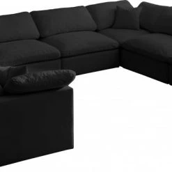 Meridian Furniture Plush 8 Piece Velvet Standard Modular Overstuffed Reversible Sectional
