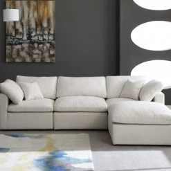 Meridian Furniture Plush 4 Piece Velvet Standard Modular Overstuffed Reversible Sectional