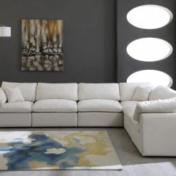 Meridian Furniture Plush 6 Piece Velvet Standard Modular Overstuffed Reversible Sectional Living Room