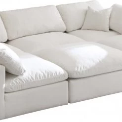 Meridian Furniture Living Room Plush 7 Piece Velvet Standard Modular Overstuffed Reversible Sectional