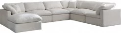 Meridian Furniture Plush 8 Piece Velvet Standard Modular Overstuffed Reversible Sectional Living Room