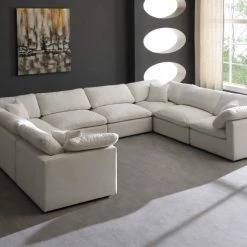 Meridian Furniture Plush 8 Piece Velvet Standard Modular Overstuffed Reversible Sectional