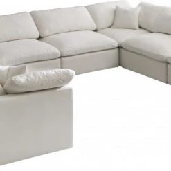 Meridian Furniture Plush 8 Piece Velvet Standard Modular Overstuffed Reversible Sectional