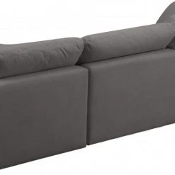 Meridian Furniture Living Room Cloud Plush Velvet Modular Down Feather 3-Piece Sofa