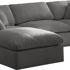 Meridian Furniture Plush 4 Piece Velvet Standard Modular Overstuffed Reversible Sectional