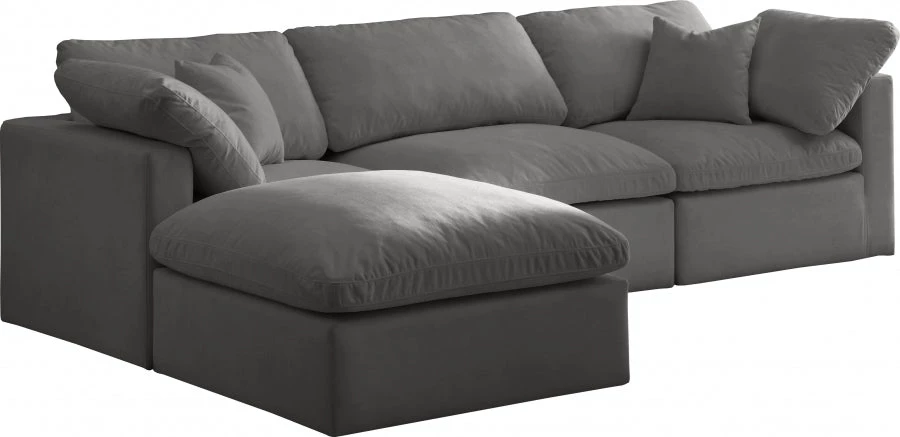 Meridian Furniture Plush 4 Piece Velvet Standard Modular Overstuffed Reversible Sectional