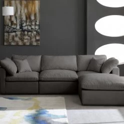 Meridian Furniture Plush 4 Piece Velvet Standard Modular Overstuffed Reversible Sectional