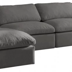 Meridian Furniture Living Room Plush 5 Piece Velvet Standard Modular Overstuffed Reversible Sectional