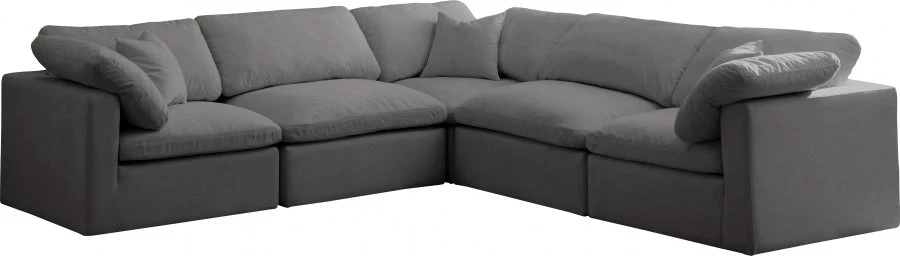 Meridian Furniture Plush 5 Piece Velvet Standard Modular Overstuffed Reversible Sectional