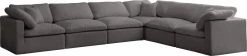 Meridian Furniture Plush 6 Piece Velvet Standard Modular Overstuffed Reversible Sectional Living Room