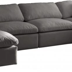 Meridian Furniture Living Room Plush 6 Piece Velvet Standard Modular Overstuffed Reversible Sectional