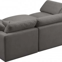 Meridian Furniture Living Room Plush 7 Piece Velvet Standard Modular Overstuffed Reversible Sectional