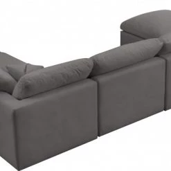 Meridian Furniture Plush 8 Piece Velvet Standard Modular Overstuffed Reversible Sectional Living Room