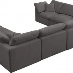 Meridian Furniture Plush 8 Piece Velvet Standard Modular Overstuffed Reversible Sectional