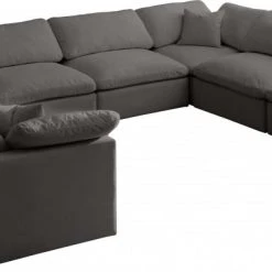 Meridian Furniture Plush 8 Piece Velvet Standard Modular Overstuffed Reversible Sectional