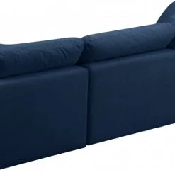 Meridian Furniture Living Room Cloud Plush Velvet Modular Down Feather 3-Piece Sofa