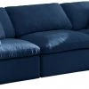 Meridian Furniture Living Room Cloud Plush Velvet Modular Down Feather 3-Piece Sofa