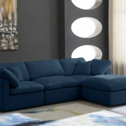 Meridian Furniture Plush 4 Piece Velvet Standard Modular Overstuffed Reversible Sectional
